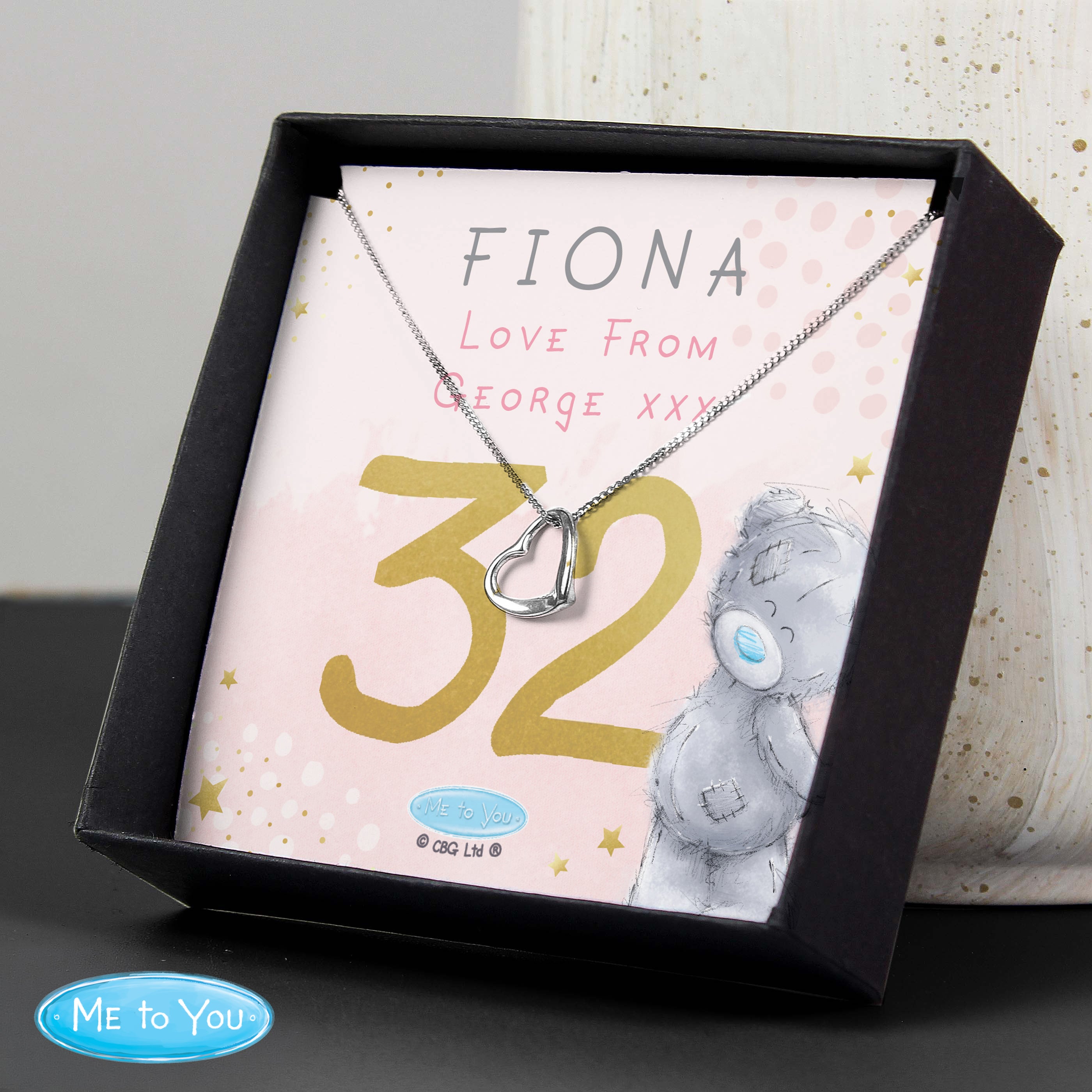 Personalised Me To You Sparkle & Shine Birthday Sentiment Silver Tone Necklace and Box