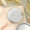 Personalised Silver Heart Motif Round Compact mirror