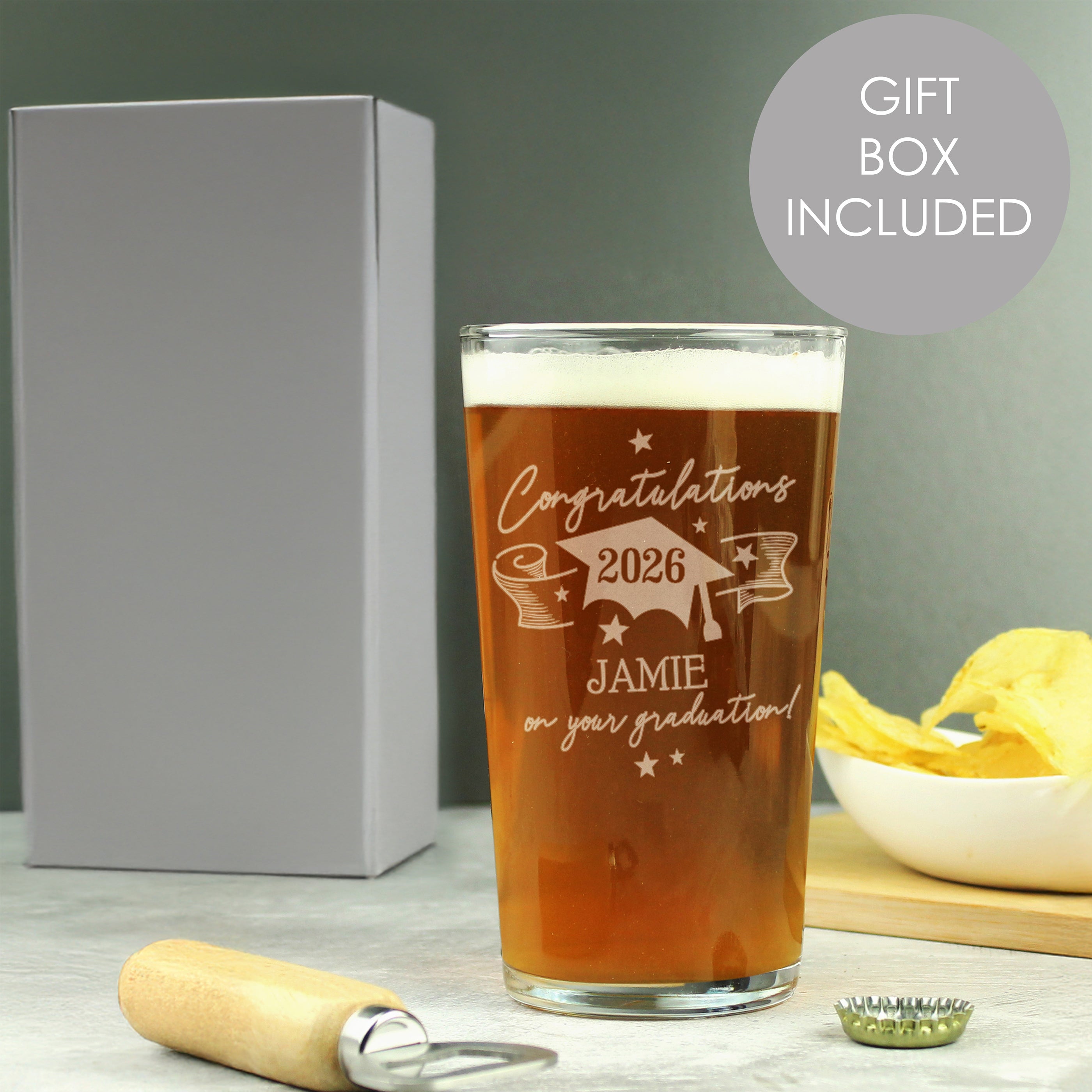 Personalised Graduation Pint Glass