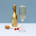 Personalised Flute & Mini Gold Bottega Prosecco Set