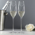 Personalised Hand Cut Heart Pair of Flutes with Gift Box