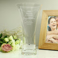 Personalised Leaf Motif Hand Cut Diamond Effect Heart Vase