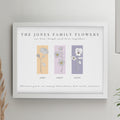Personalised Birth Flower Family of 3 White Framed Print