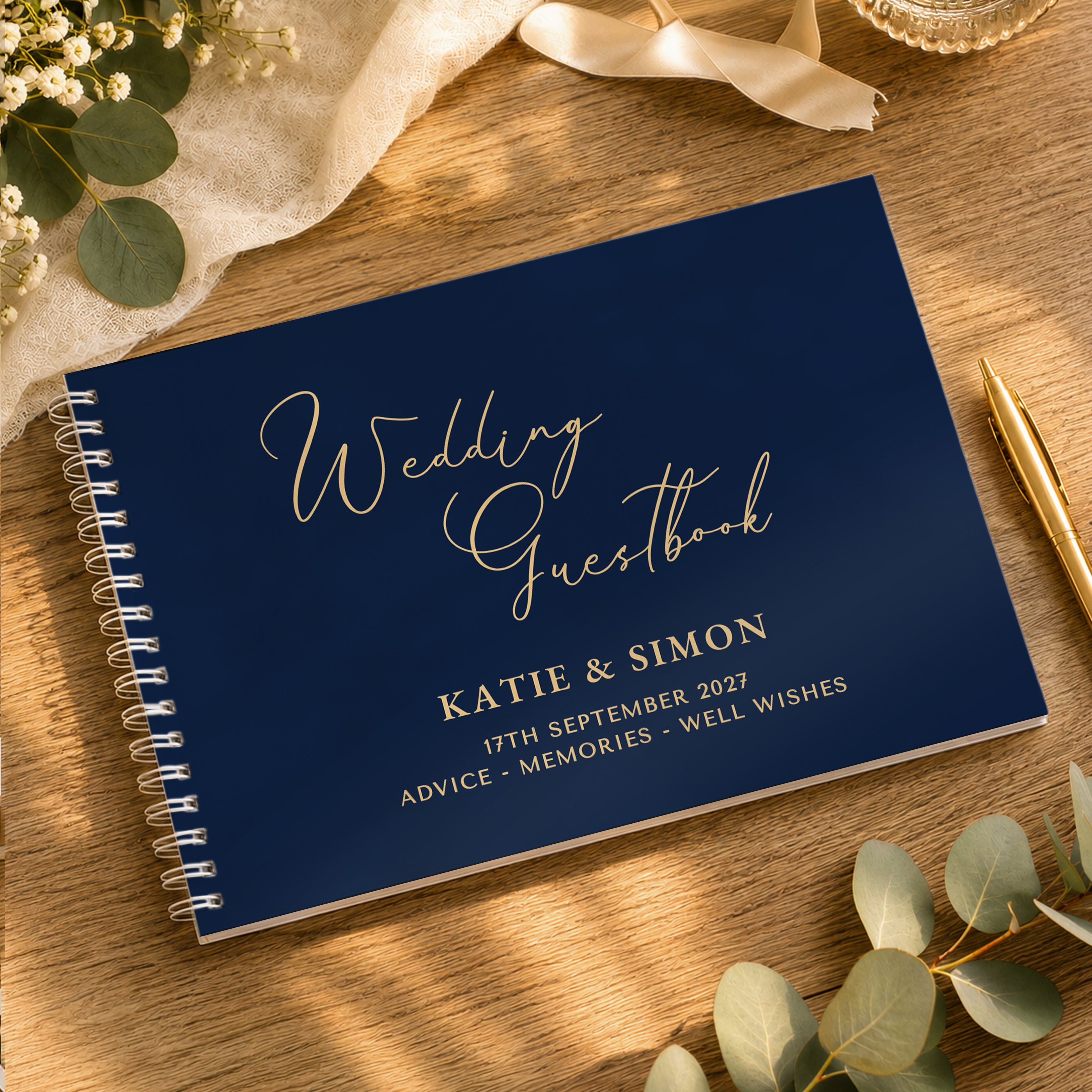 Personalised Navy Wedding Guest Book