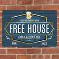 Personalised Free House Blue Metal Sign