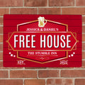 Personalised Free House Red Metal Sign