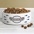 Personalised Blue Fish 15cm Medium White Pet Bowl