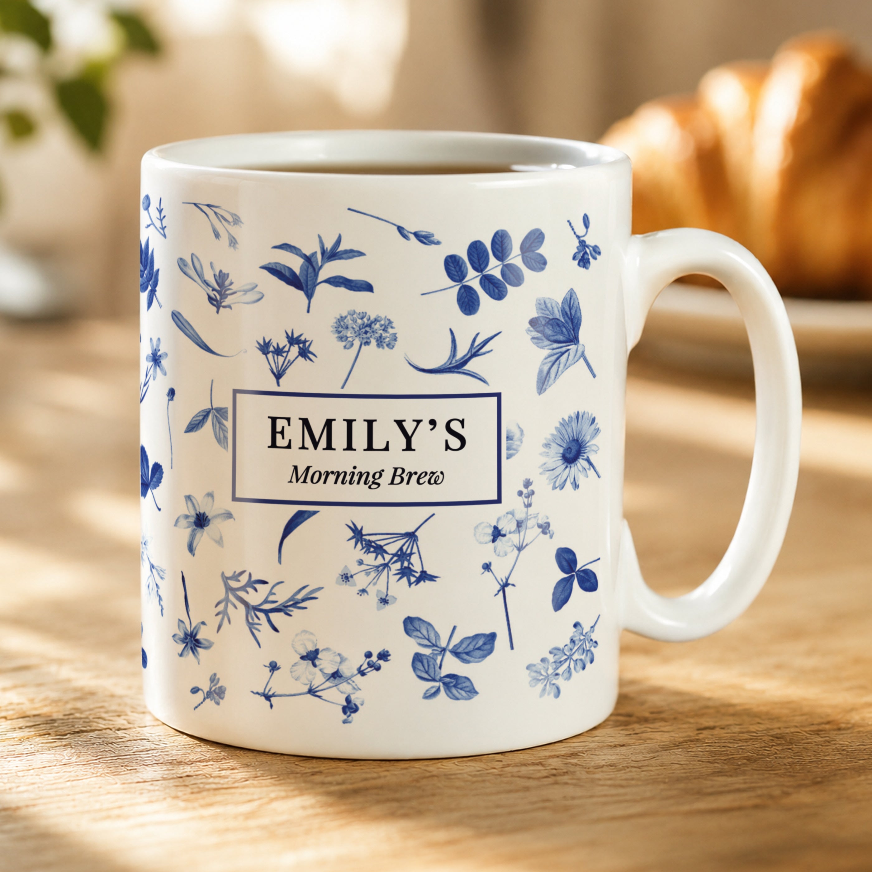 Personalised Blue Floral mug