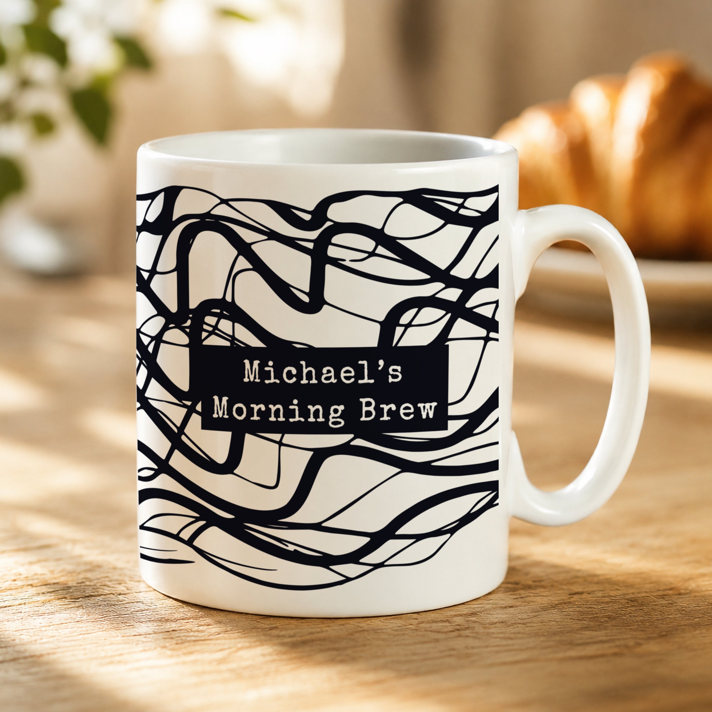 Personalised Black Pattern Mug