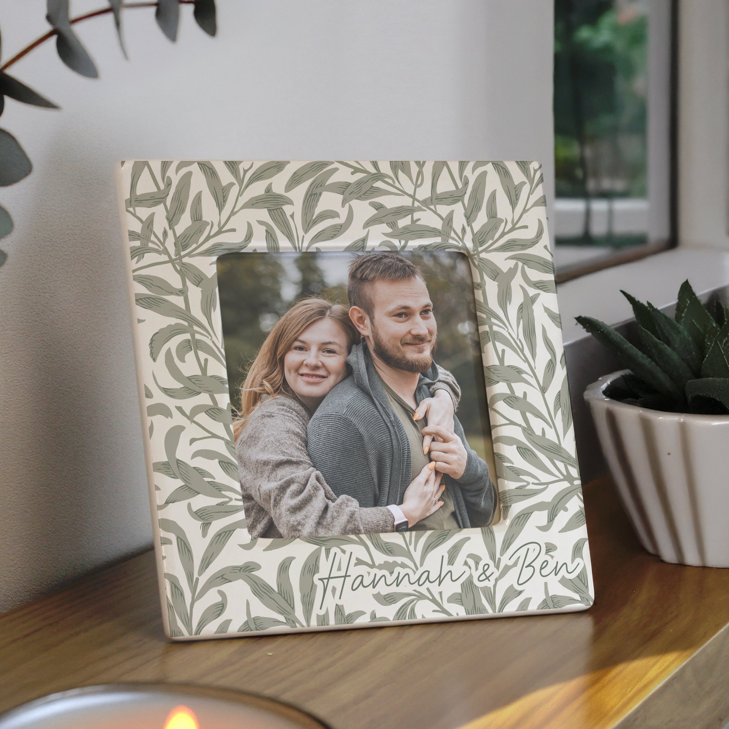 Personalised Leaf Print Ceramic 4x4 Frame