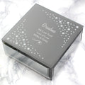 Personalised Any Message Swirls & Hearts Diamante Glass Trinket Box
