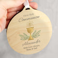 Personalised First Holy Communion Round Wooden Decoration