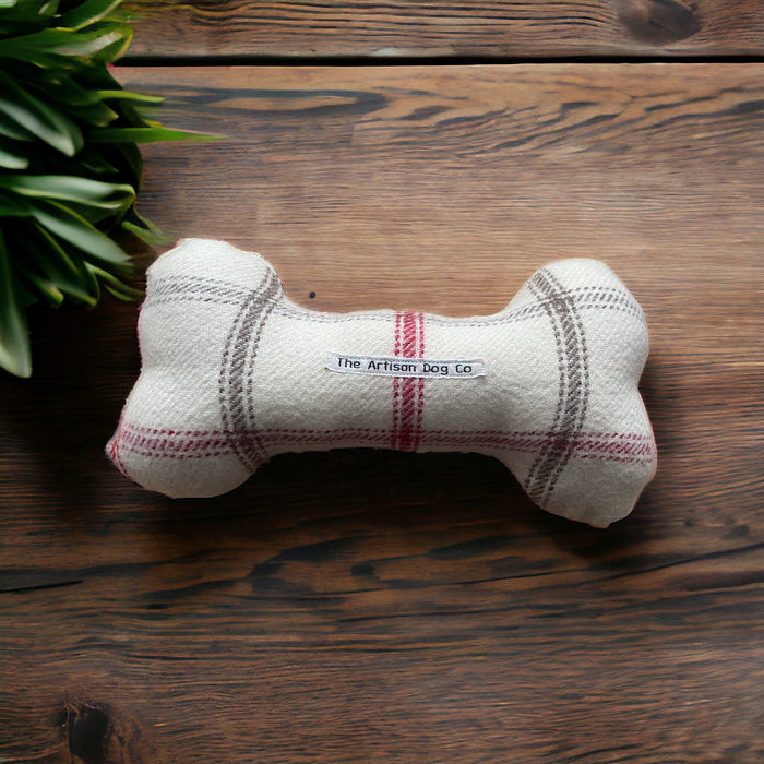 Handcrafted Toy Squeaky Dog Bone - choice of fabrics