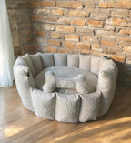 Luxury Bouclé Dog Bed with Removable Cushion – Handmade in Devon