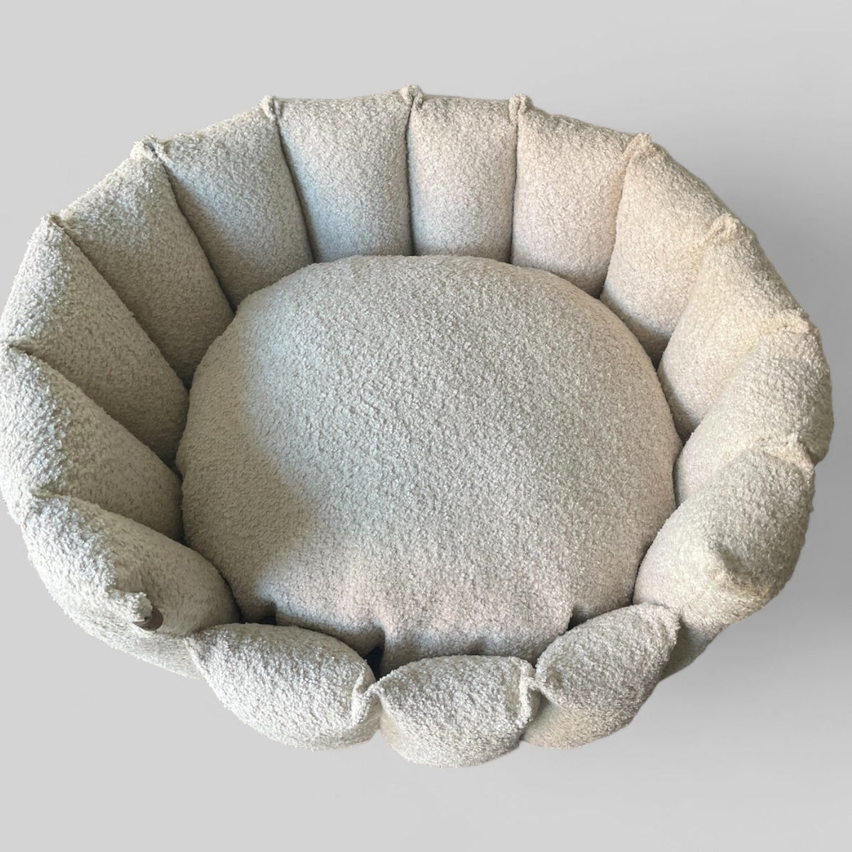Luxury Bouclé Dog Bed with Removable Cushion – Handmade in Devon