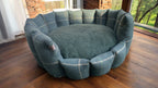 Luxury Forest Green Check Dog Bed with Removable Cushion – Handmade in Devon