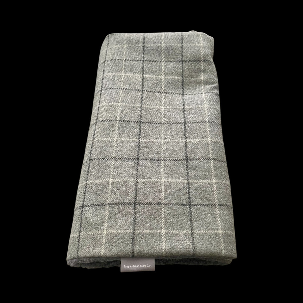 Harris Grey Check Pet Blanket | Reversible Sherpa Fleece | Handmade Luxury Dog Throw | Customisable UK