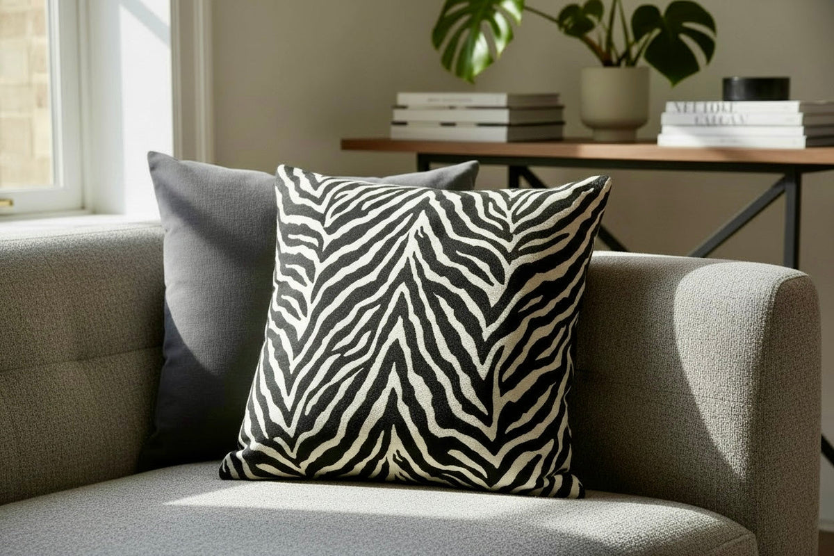 Zebra Print Textured Cushion