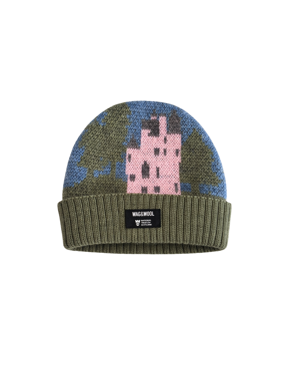 Pink Castle Beanie Hat in British Wool