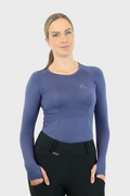 Long Sleeve Seamless Riding Top - Steel Blue