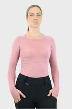 Long Sleeve Seamless Riding Top - Pink