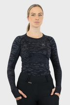 Long Sleeve Seamless Riding Top - Camo Black