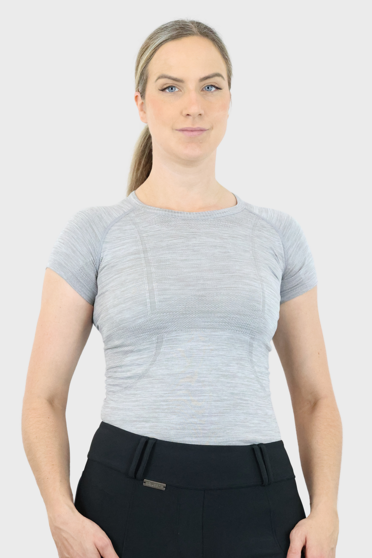Short Sleeve Seamless Riding Top - Slate Grey