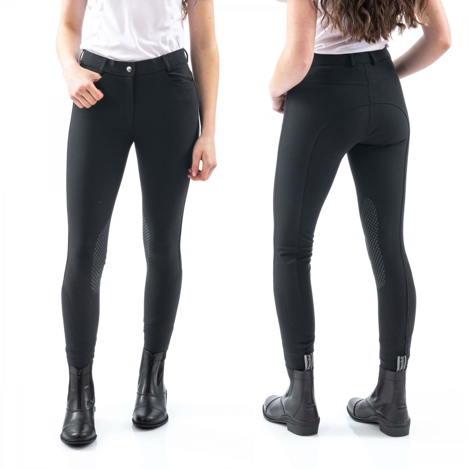 Whitaker B155l Clayton Ladiesbreeches with Grip Knee Black