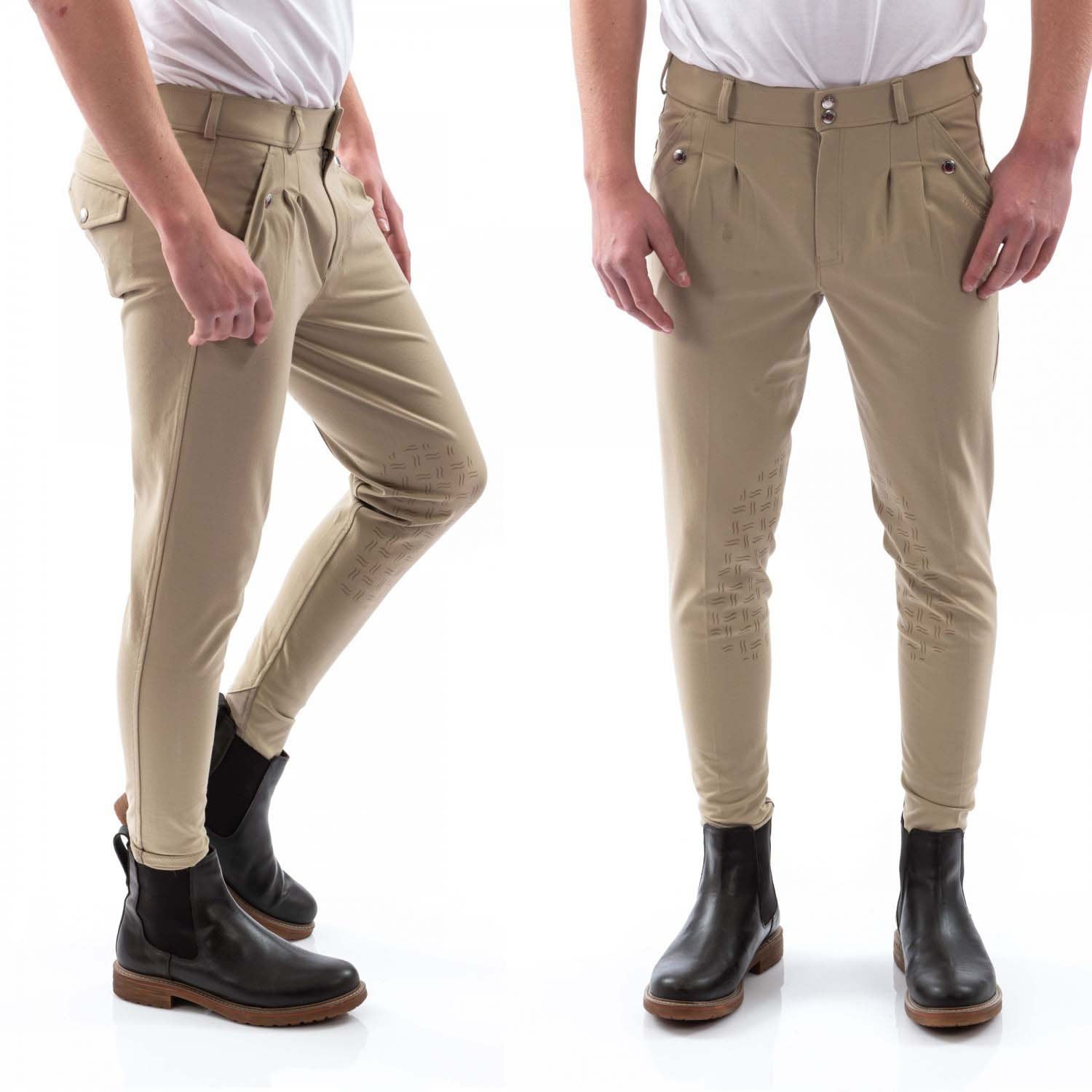 Whitaker B155m Clayton Mens Breeches with Grip Knee Beige
