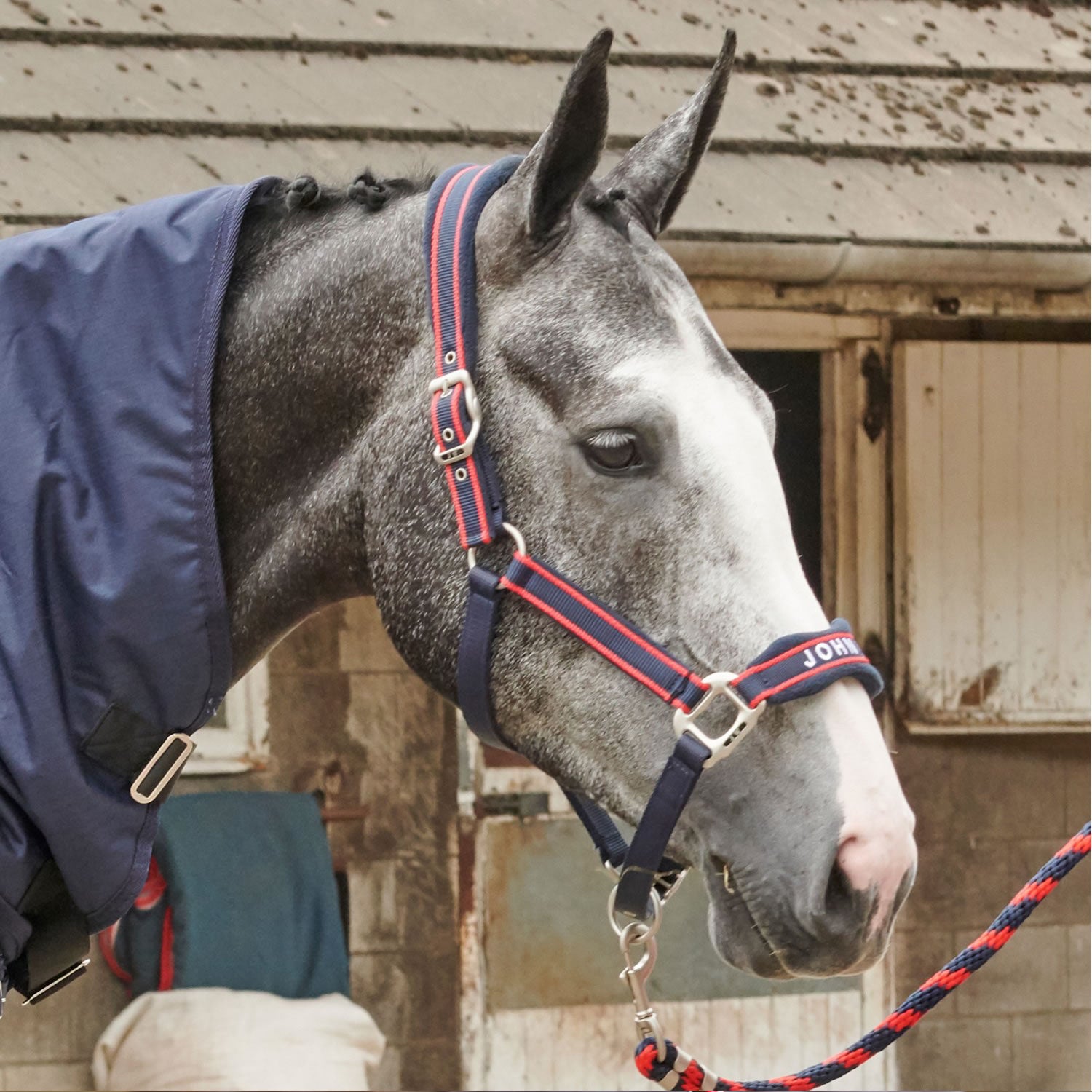 Whitaker Whcs Airflo Headcollar/lead Rope Set Navy/red