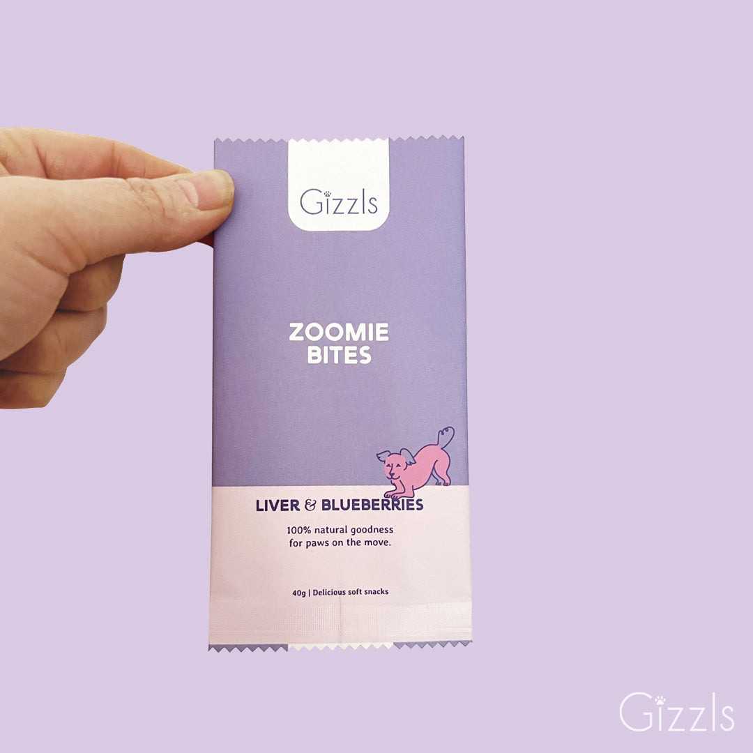 Zoomie Bites – Ostrich Liver & Blueberry Dog Treats