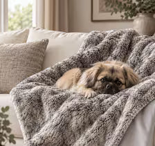 Luxury Cream Faux Fur Dog Blanket | Reversible with Soft Suede Backing