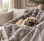 Luxury Cream Faux Fur Dog Blanket | Reversible with Soft Suede Backing