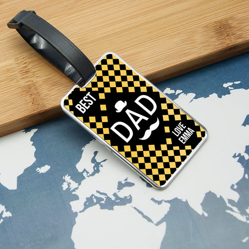 Chequered World's Best Dad Luggage Tag