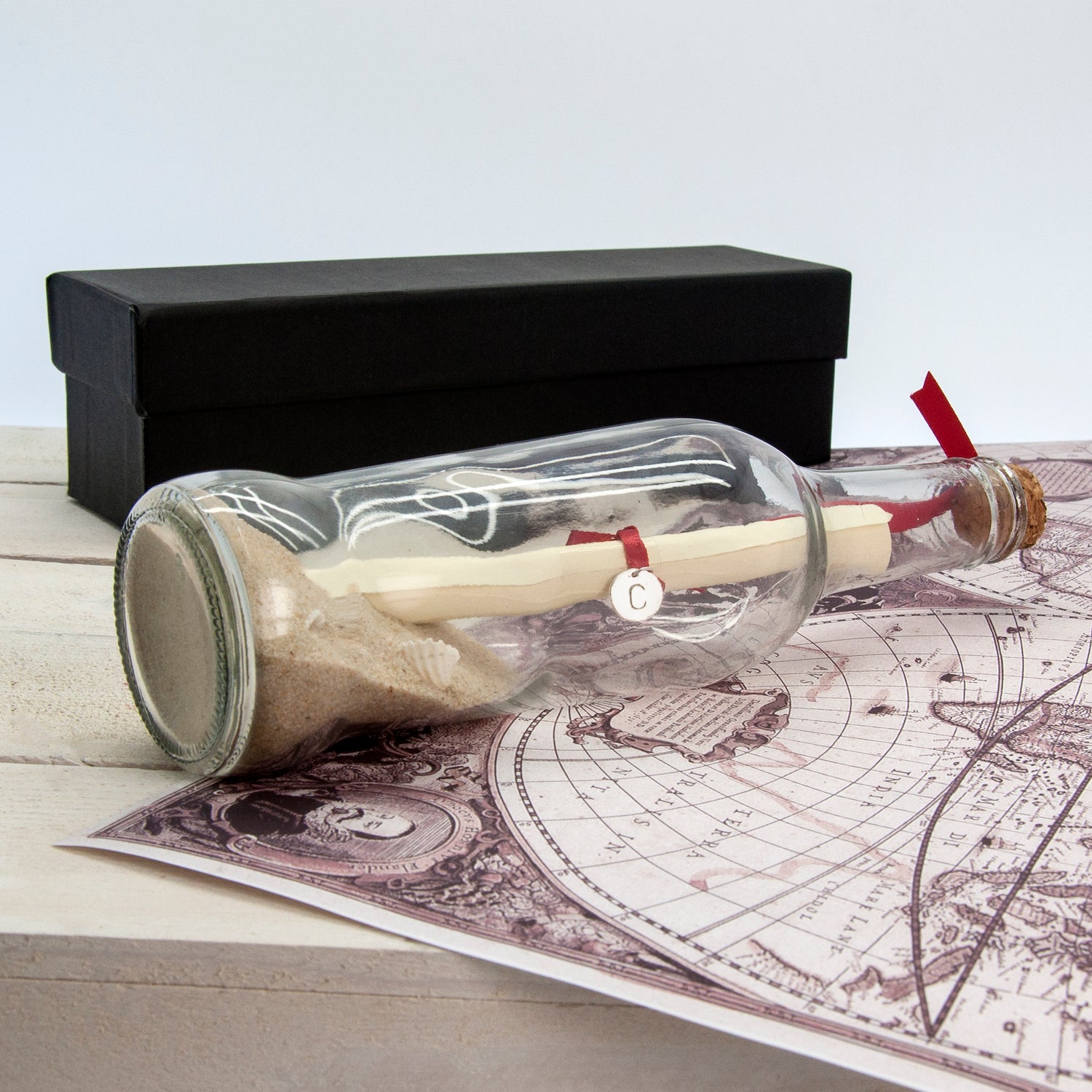 Decorative Message In A Bottle with Monogrammed Tag