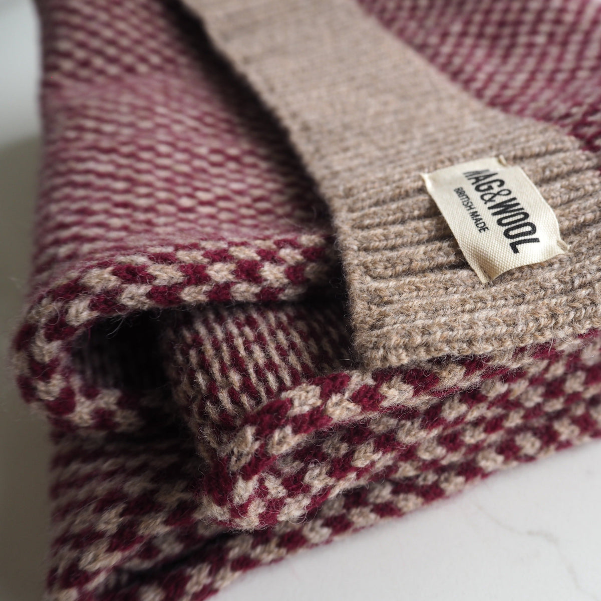 Mens Burgundy Wool Scarf