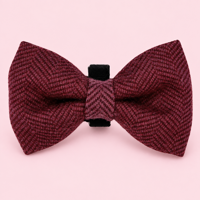 Dog Bow Tie - Berry Tweed