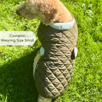 Quilted Dog Coat - Khaki Tweed