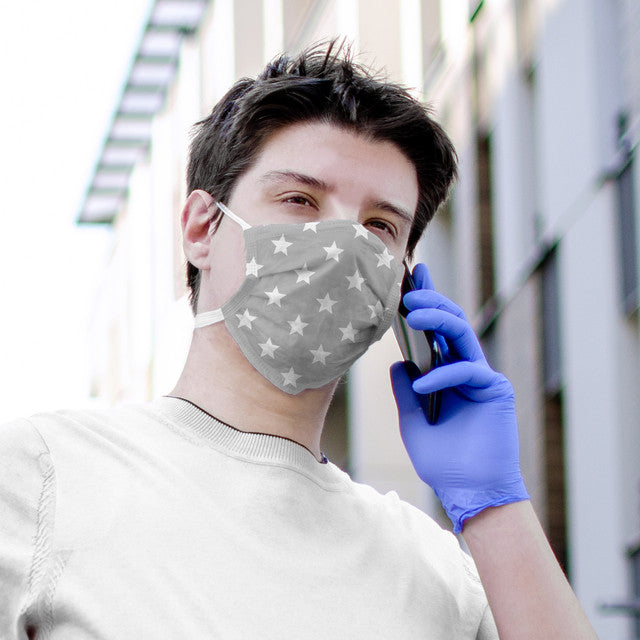 Grey Stars Pattern Face Mask