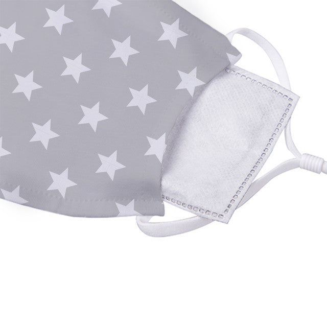 Grey Stars Pattern Face Mask