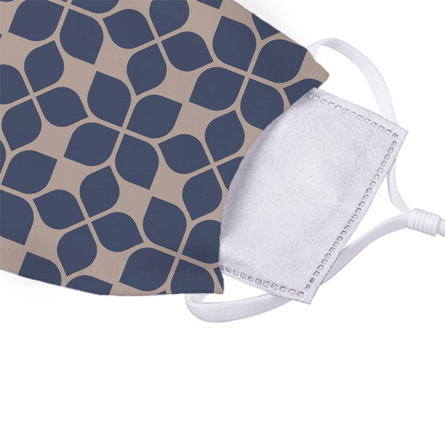 Navy Fleur Pattern Face Mask