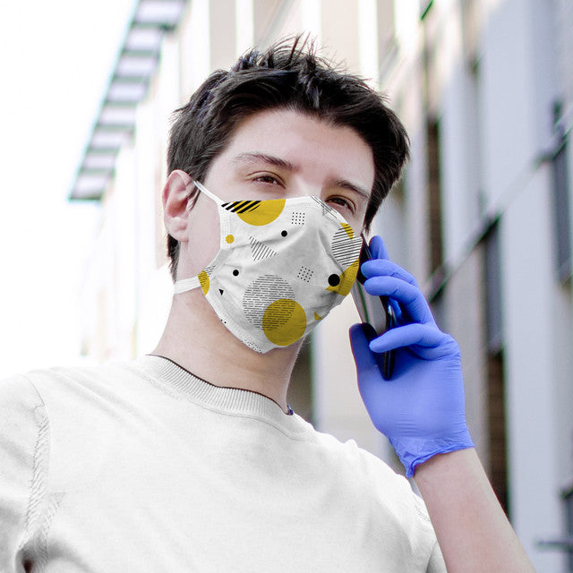Yellow Geometric Shapes Face Mask