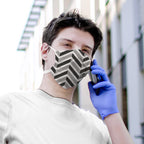 Black Herringbone Pattern Face Mask