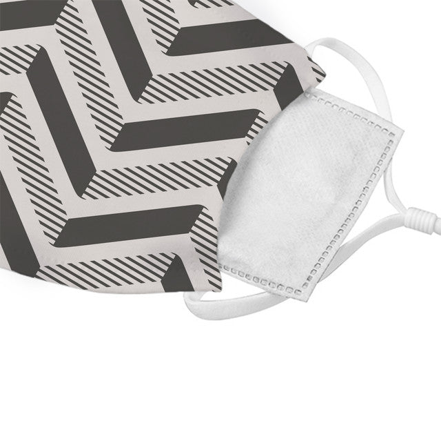 Black Herringbone Pattern Face Mask