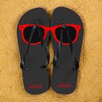 Holiday Style Personalised Flip Flops in Grey and Red
