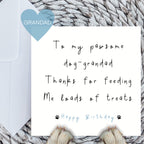 To my pawsome dog-Grandad card