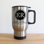 Initials Monogram Mum/ Dad Silver Travel Mug