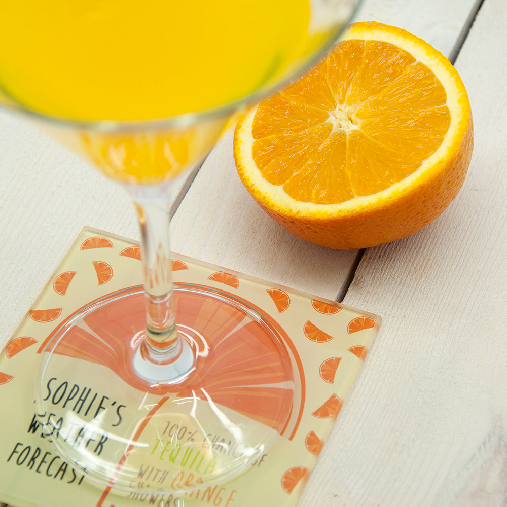 It's Raining Cocktails! Square Glass Coaster