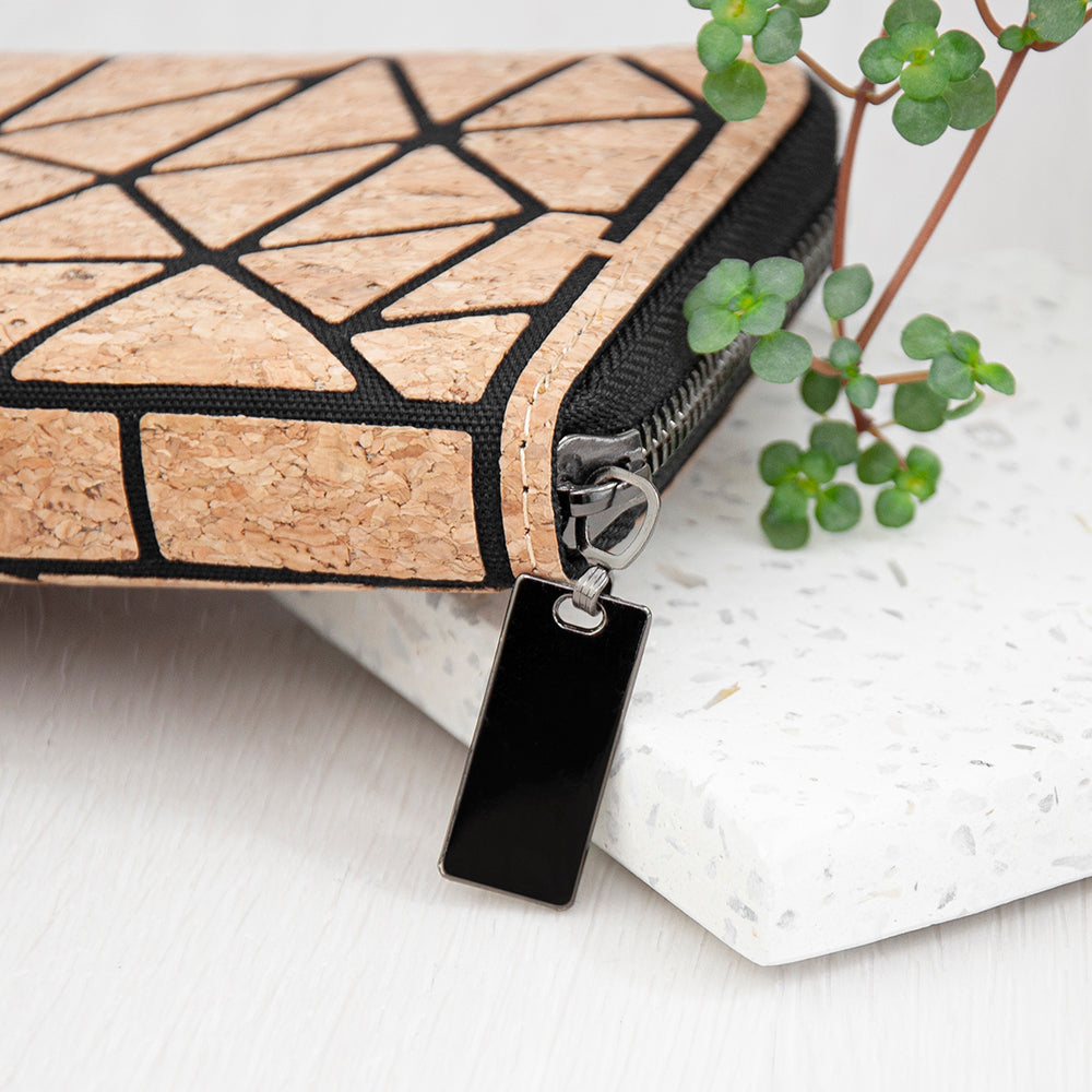 Cork Geometric Zip Wallet