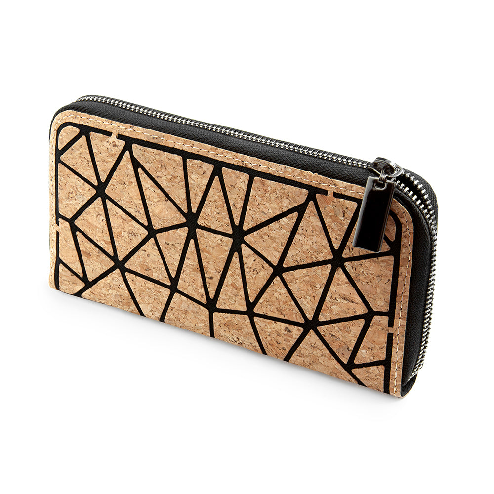 Cork Geometric Zip Wallet